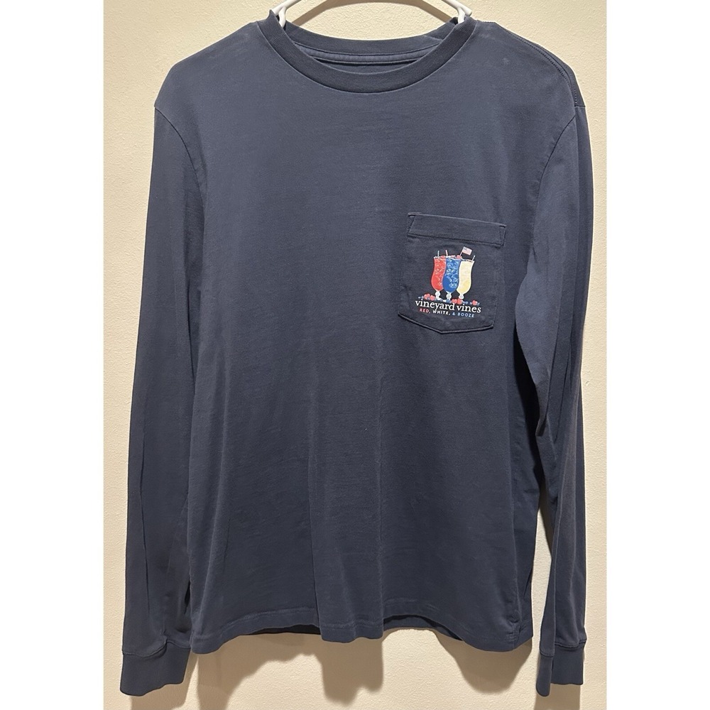 Vineyard Vines Red, White &‎ Booze Long Sleeve T- Shirt Size XS - Navy